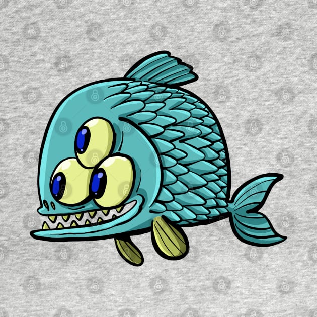 three-eyed fish with a mouth full of teeth by duxpavlic